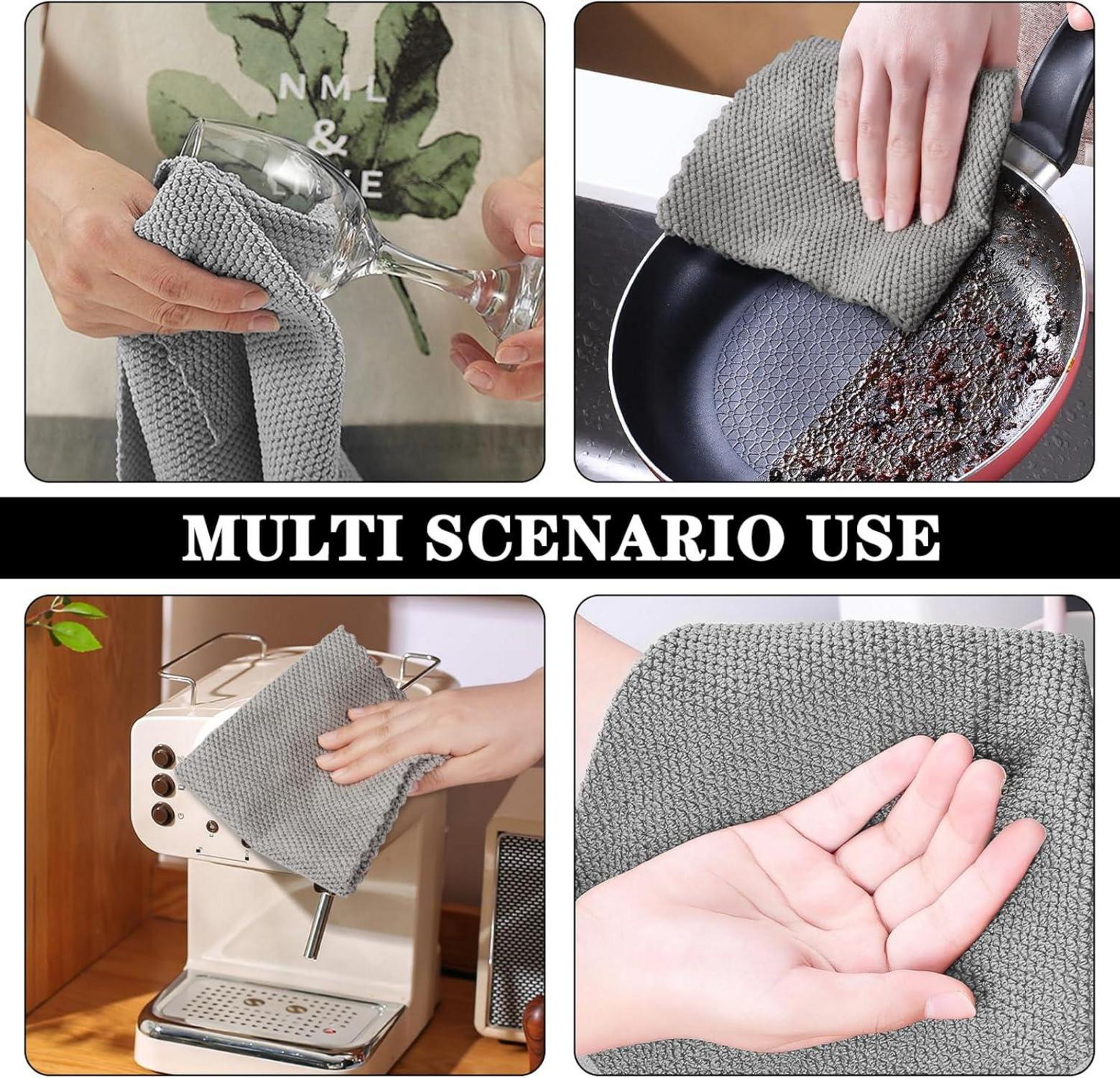 Mikrofaser Küchentücher 10er Set Grau fusselfrei 30x30cm waschbar