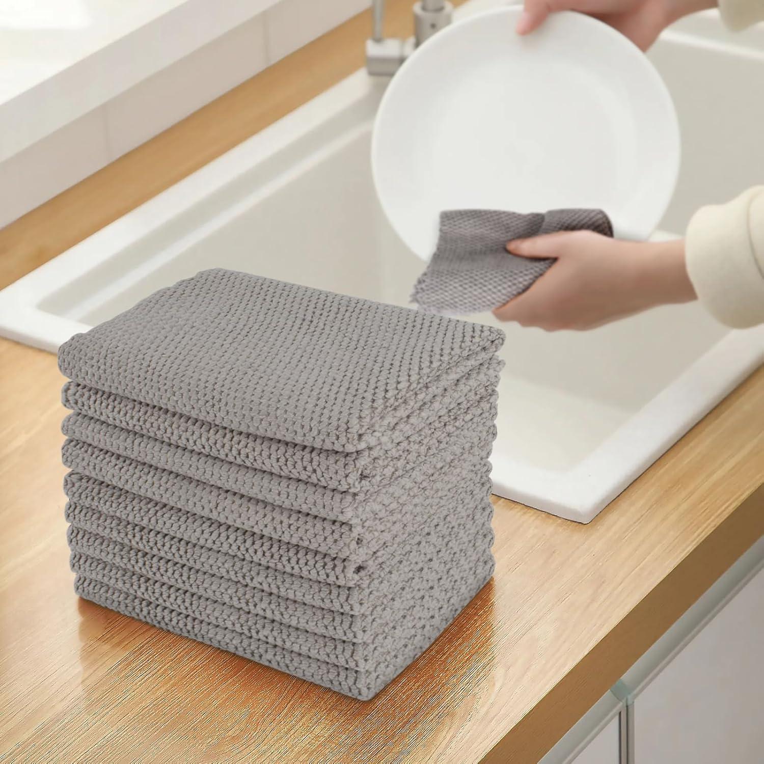 Mikrofaser Küchentücher 10er Set Grau fusselfrei 30x30cm waschbar