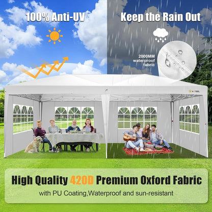 Faltpavillon 3x6 wasserdicht – Partyzelt mit 6 Seitenwänden
