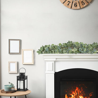 Künstliche Eukalyptus Blätter Girlande Hochzeit Weihnachten Deko 2m Grün