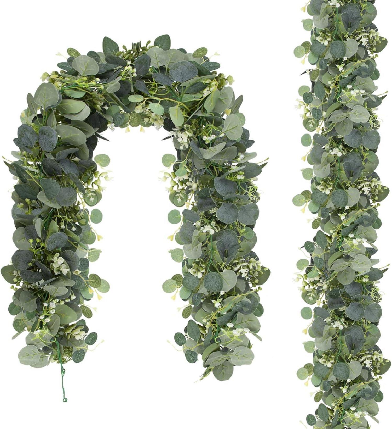 Künstliche Grüne Eukalyptus Deko Girlande 1,95m für Hochzeiten