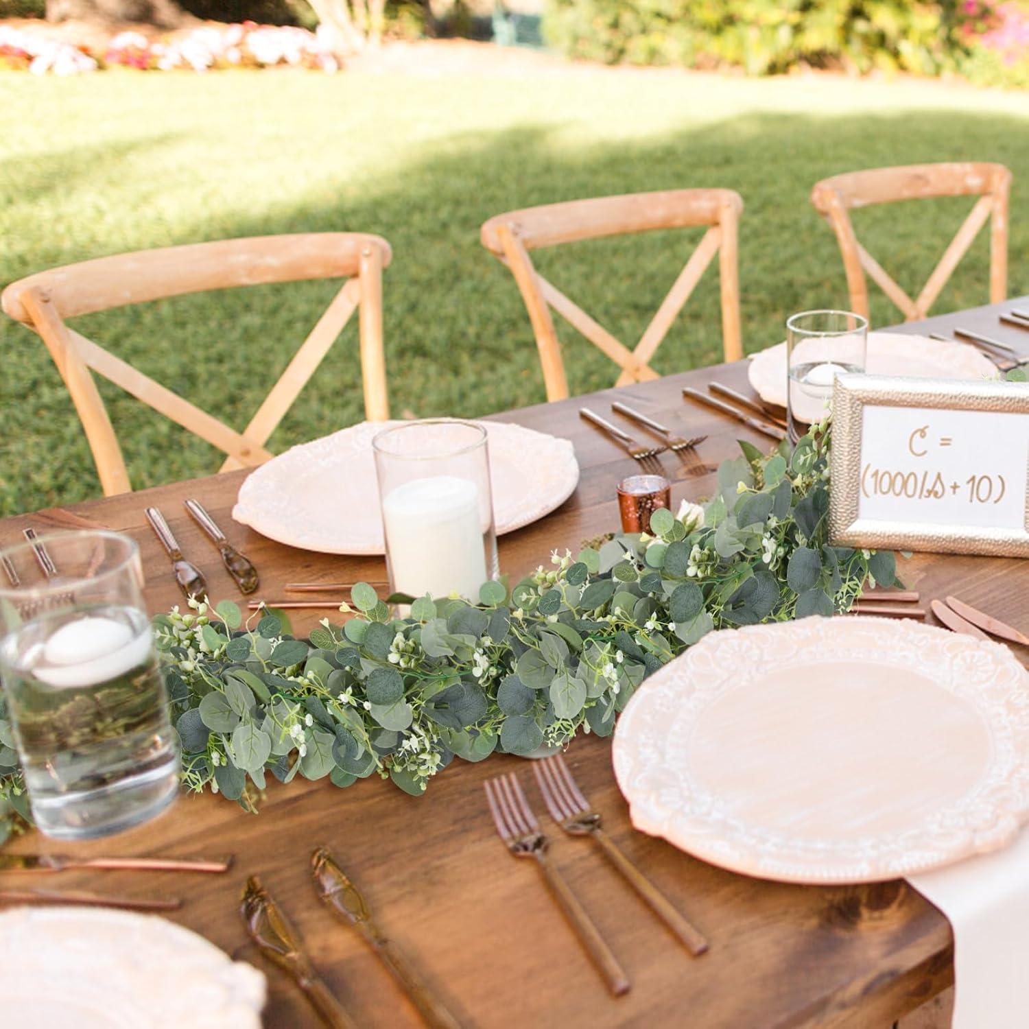 Künstliche Eukalyptus Girlande 195cm 2er Set grün für Hochzeit Party Hemoo