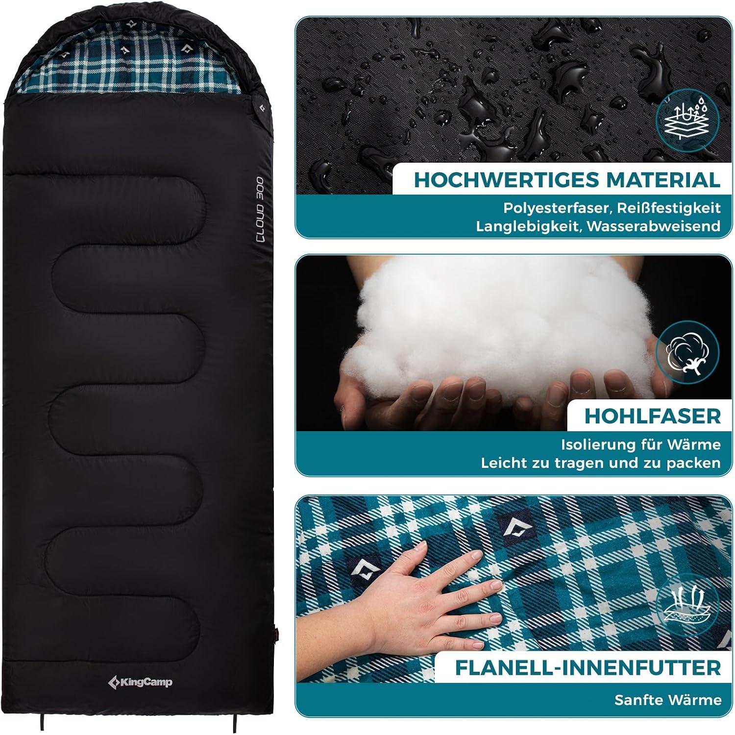 Winterschlafsack Outdoor 3-4 Jahreszeiten Camping 400g Schwarz