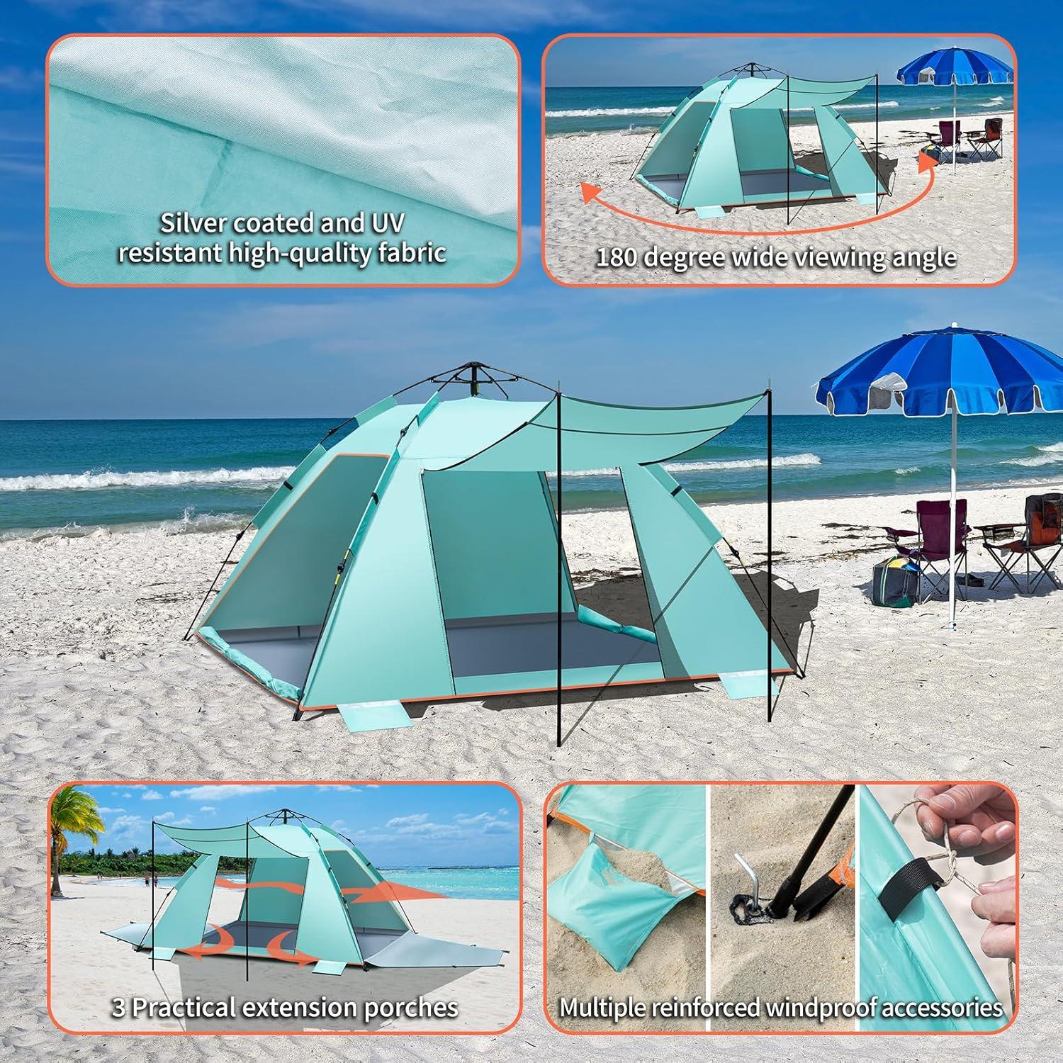 Automatisches Strandzelt für 4-5 Personen mit Erweiterbarer Veranda