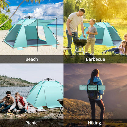 Automatisches Strandzelt UPF 50+ großes Pop-Up Sonnenschutz mit
