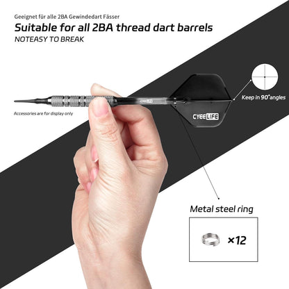 Dart Flight Schäfte Set mit O Ringe, 6er-Set, 48mm Schwarz