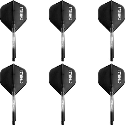 Dart Flight Schäfte Set mit O Ringe, 6er-Set, 48mm Schwarz
