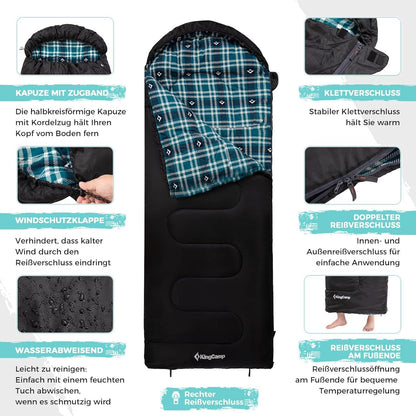 KingCamp Deckenschlafsack Outdoor Camping Schlafsack 3-4 Jahreszeiten 400g