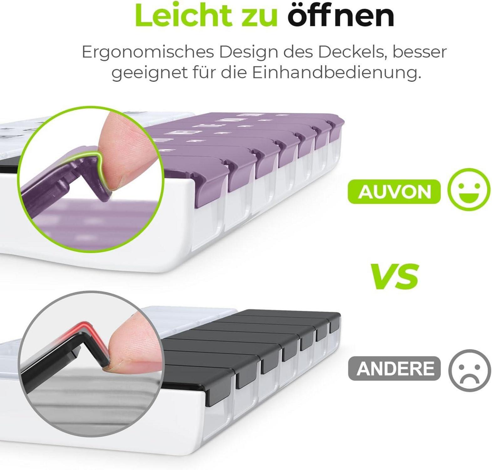 AUVON Tablettenbox 7 Tage Morgens Abends Violett Entscheidungshilfe