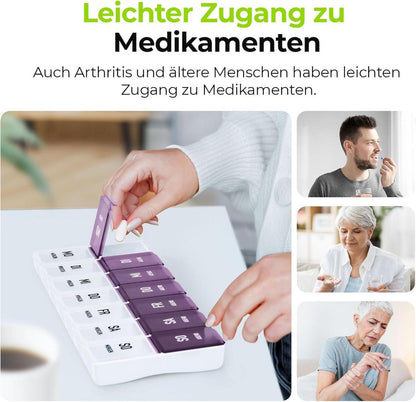 Tablettenbox 7 Tage Morgens Abends Fächer für Medikamente Vitamine