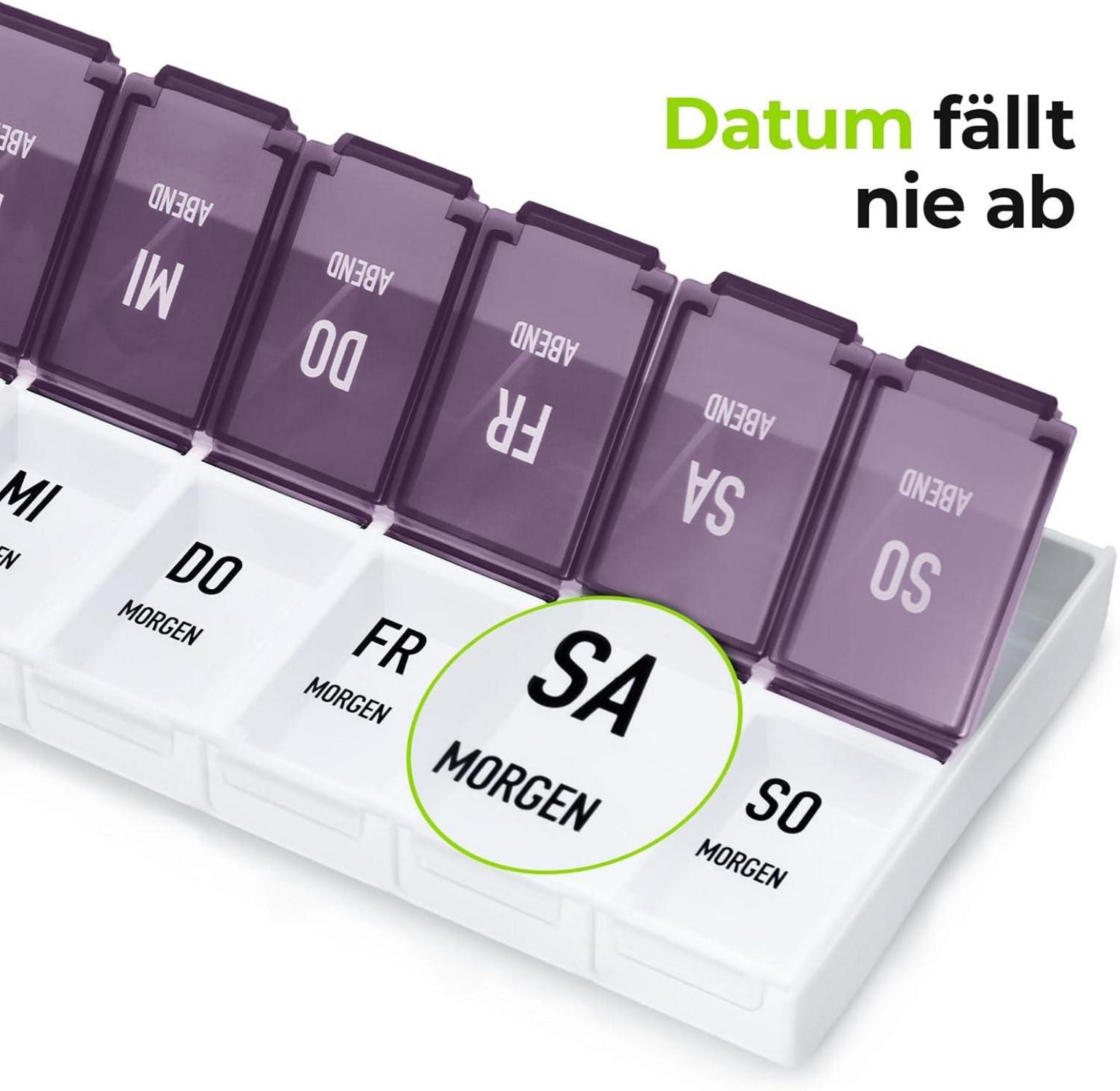 Tablettenbox 7 Tage Morgens Abends Vitaminbox Violett