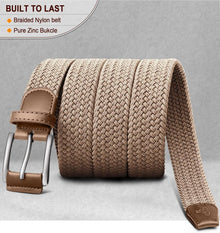 Stretch Gürtel Herren, Geflochten Elastisch 35mm Beige120cm