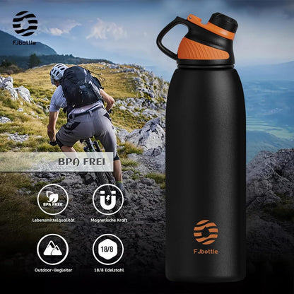 Edelstahl Trinkflasche mit Magnetdeckel, 1500ml, Kohlensäure geeignet