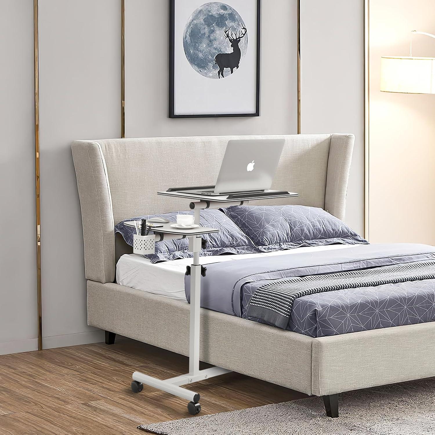 Höhenverstellbarer Laptoptisch mit Rollen und Maustablett