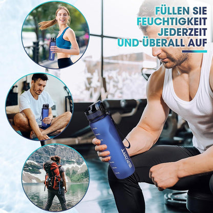 AOPREL 1L Sport Trinkflasche Wasserflasche BPA Frei Auslaufsicher Blue