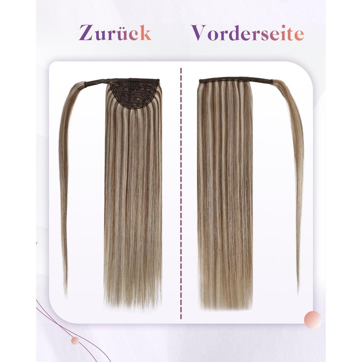 Echthaar Zopfverlängerung Braun Blond 50cm #P8/60