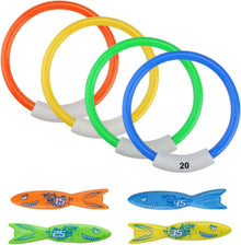 Tauchspielzeug 8 Stück, Digitaler Tauchring Set für Schwimmbad