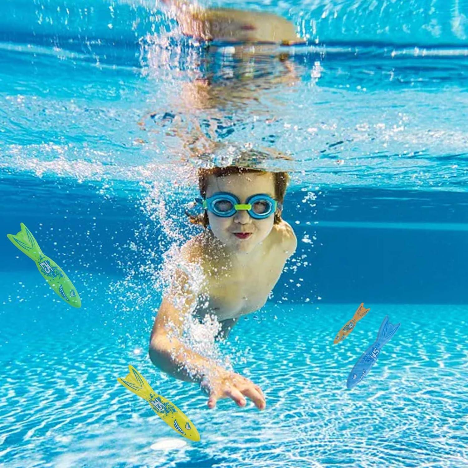 Tauchspielzeug 8 Stück Set, Tauchringe & Torpedos für Poolpartys