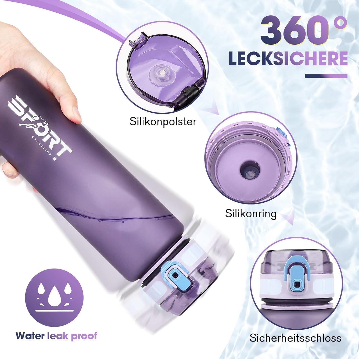 AOPREL Trinkflasche 1L Sport - Wasserflasche Auslaufsicher BPA Frei für Outdoor, Schule & Camping