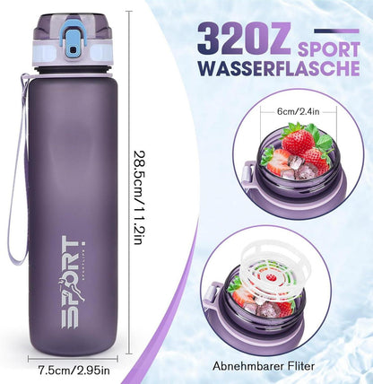 Sport Trinkflasche 1L BPA frei Auslaufsicher Outdoor Camping