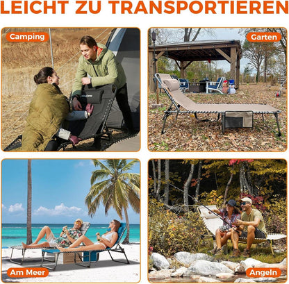 Sonnenliege Klappbar Verstellbar Gartenliege Liegestuhl bis 150 kg 200 x 68 cm