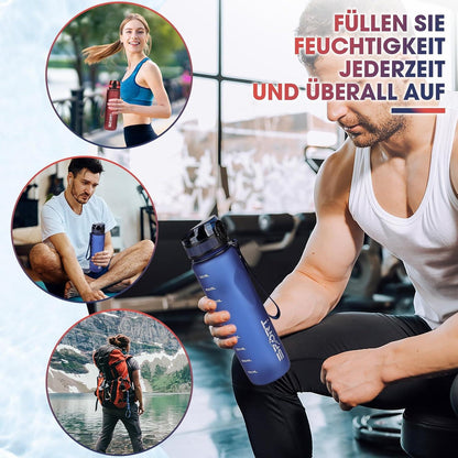 AOPREL 1L Sport Trinkflasche BPA Frei Auslaufsicher Camping Rot