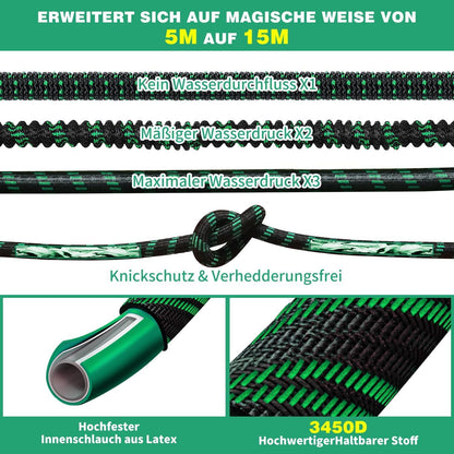 WEUE Flexibler Gartenschlauch 15M mit 10 Funktionen