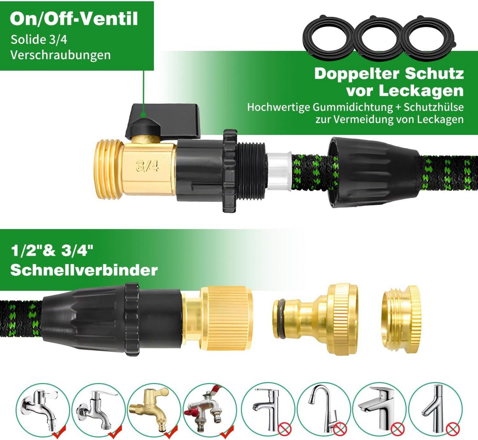Flexibler Gartenschlauch 15M mit 10 Funktionen Sprühdüse