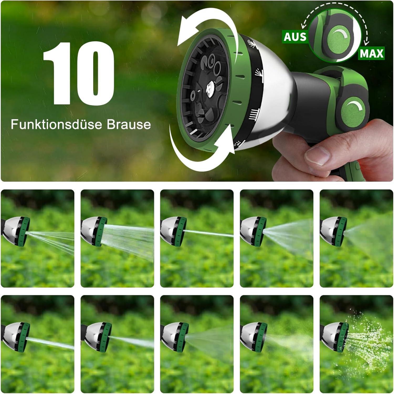 Flexibler Gartenschlauch 15M 10 Funktionen Sprühdüse Leicht Anti-Verdrehung