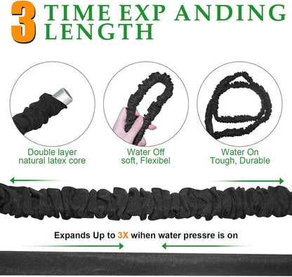 Flexibler Gartenschlauch 30m mit Sprühmuster & Adapter