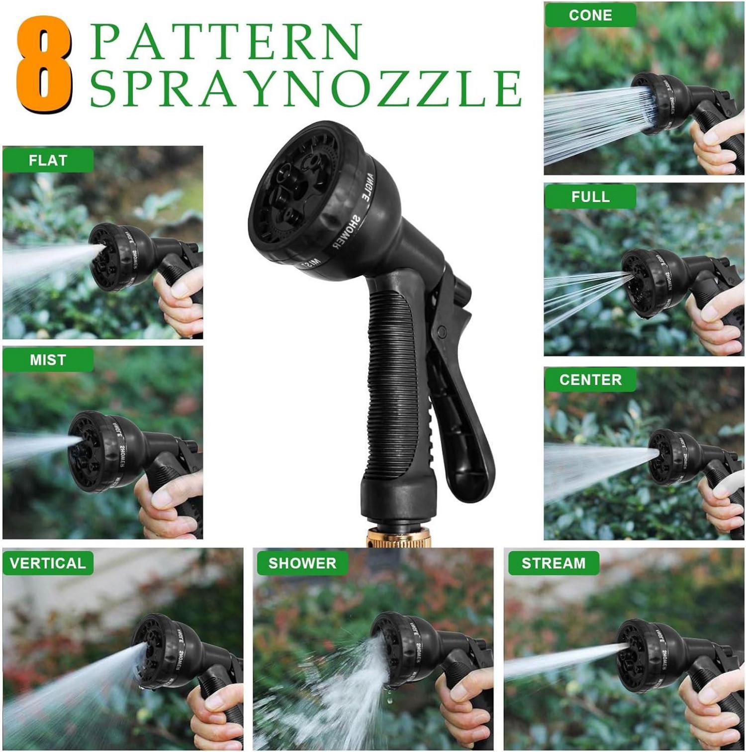 Gartenschlauch Flexibel 30m mit 8 Sprühmuster Adapter Schwarz