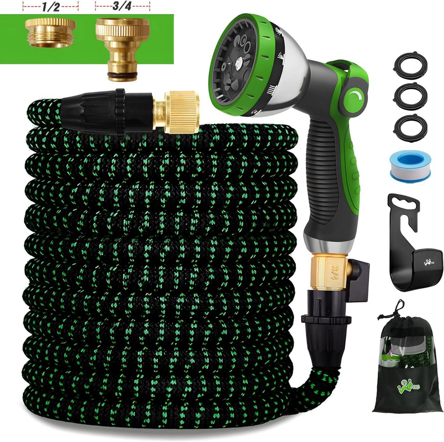 Flexibler Gartenschlauch 7.5M 10 Funktionen Sprühdüse Grün