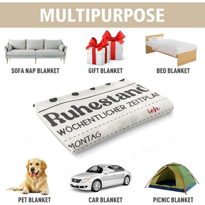 Ruhestand Geschenk Decke Wochenplan für Rentner 150x130 cm