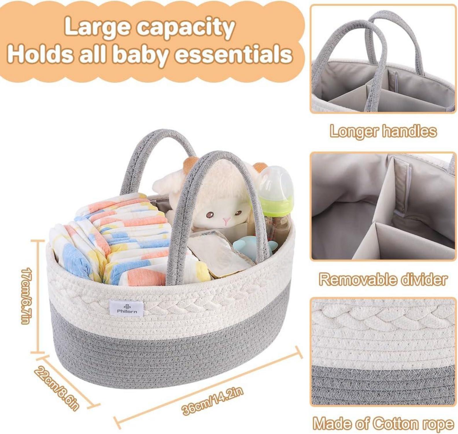 Baby Windel Organizer Caddy mit Wechselbaren Fächern und Griffe