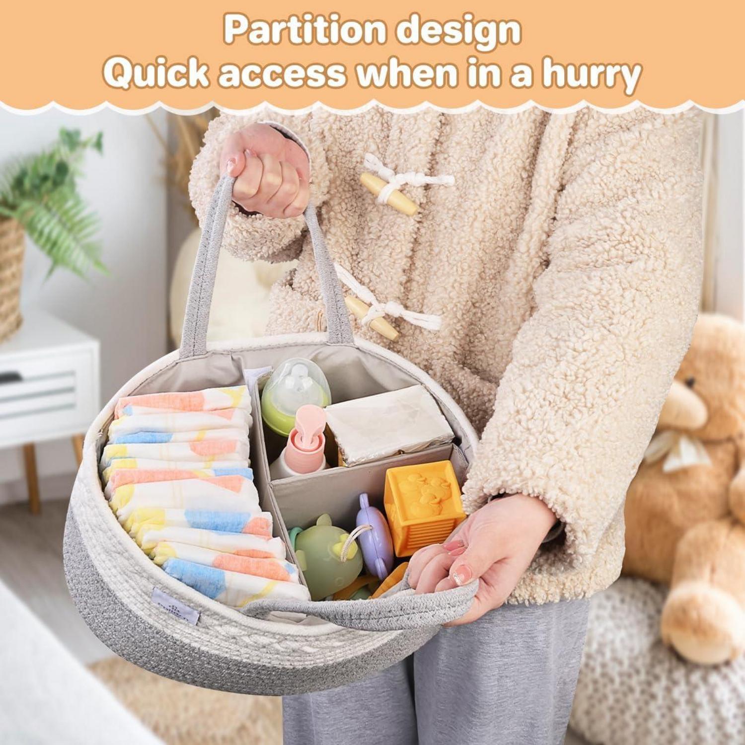 Baby Windel Caddy Organizer mit Wechselbaren Fächern und Tragegriffen