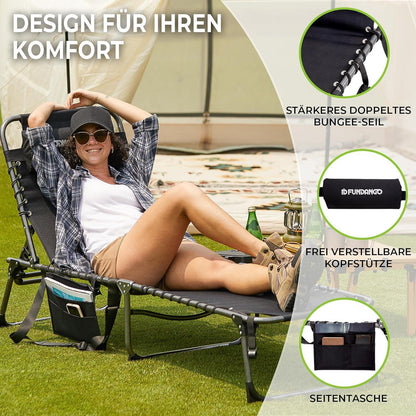 Sonnenliege Klappbare Strandliege mit Seitentisch und Kissen