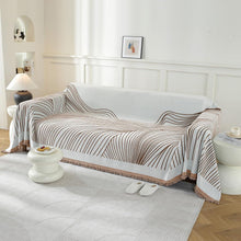 Sofaüberwurf 3-Sitzer, Chenille Dunkelkaffee-Curve 180x340cm