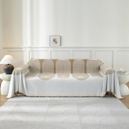 Sofaüberwurf Chenille 180x340cm – 3-Sitzer, Khaki
