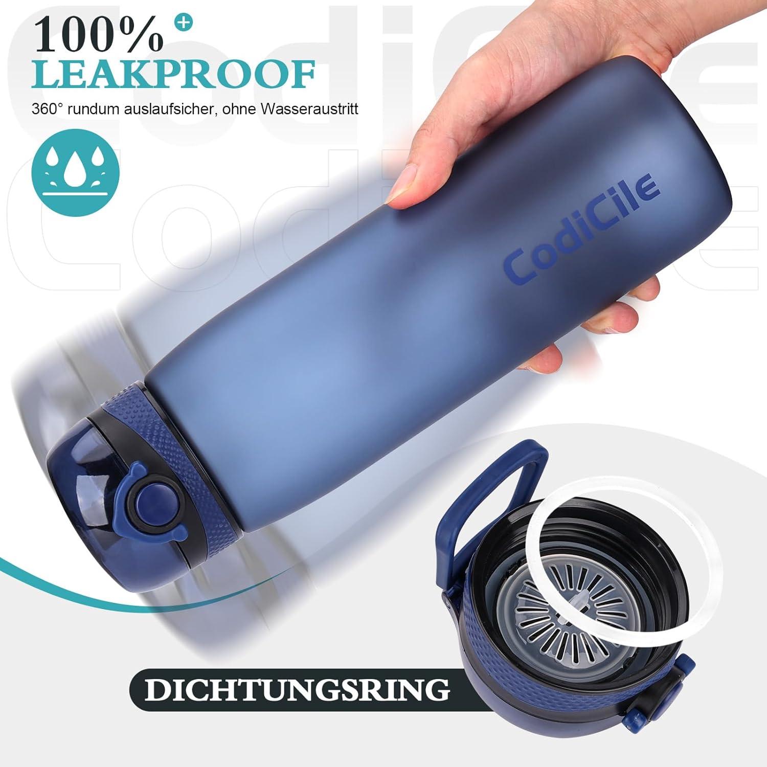 Sport Trinkflasche 1L BPA-frei Auslaufsicher Tritan blau