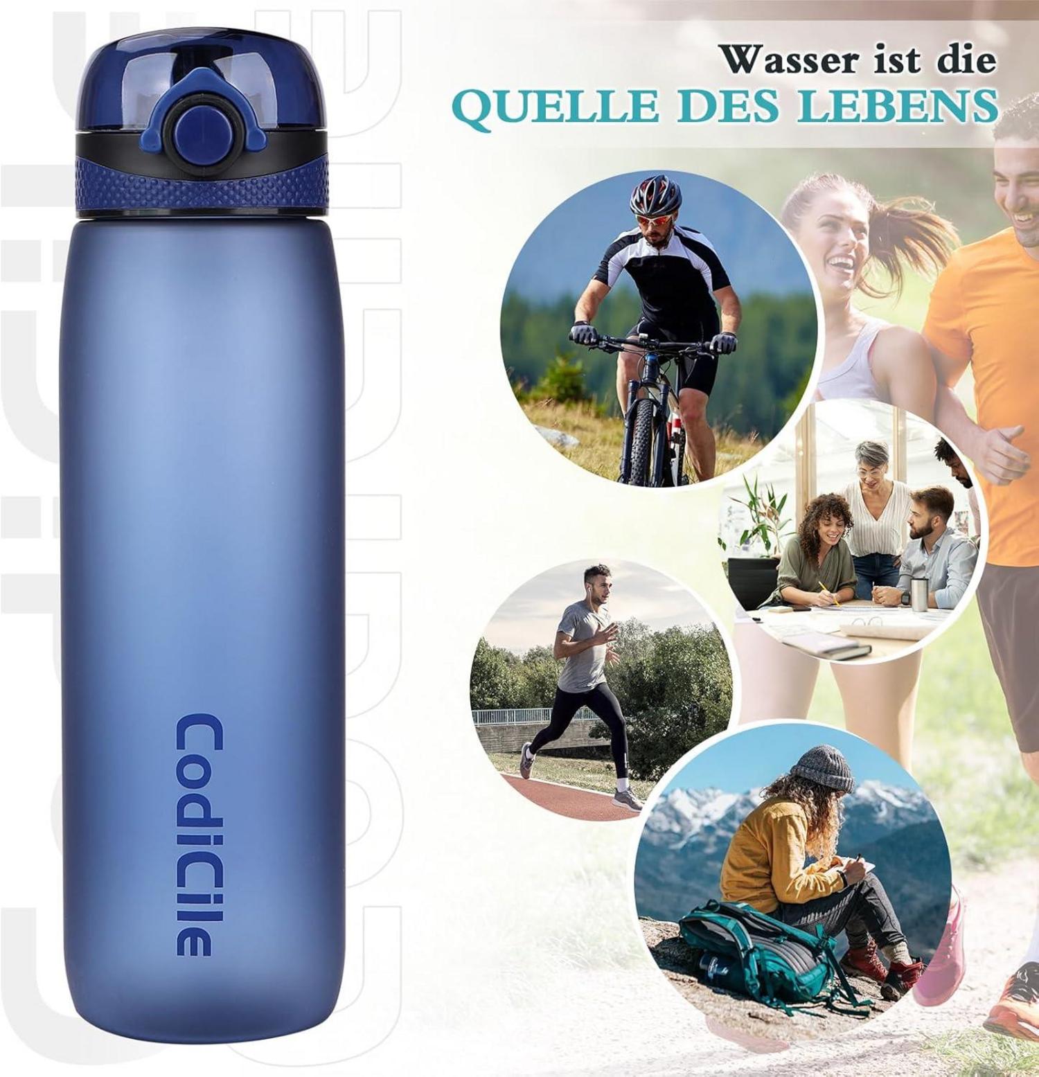 Sport Trinkflasche 1L BPA-frei Auslaufsicher Tritan blau
