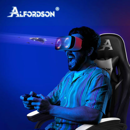 Gamingstuhl Bürostuhl 2-Punkt-Massage Fußstütze Lendenkissen