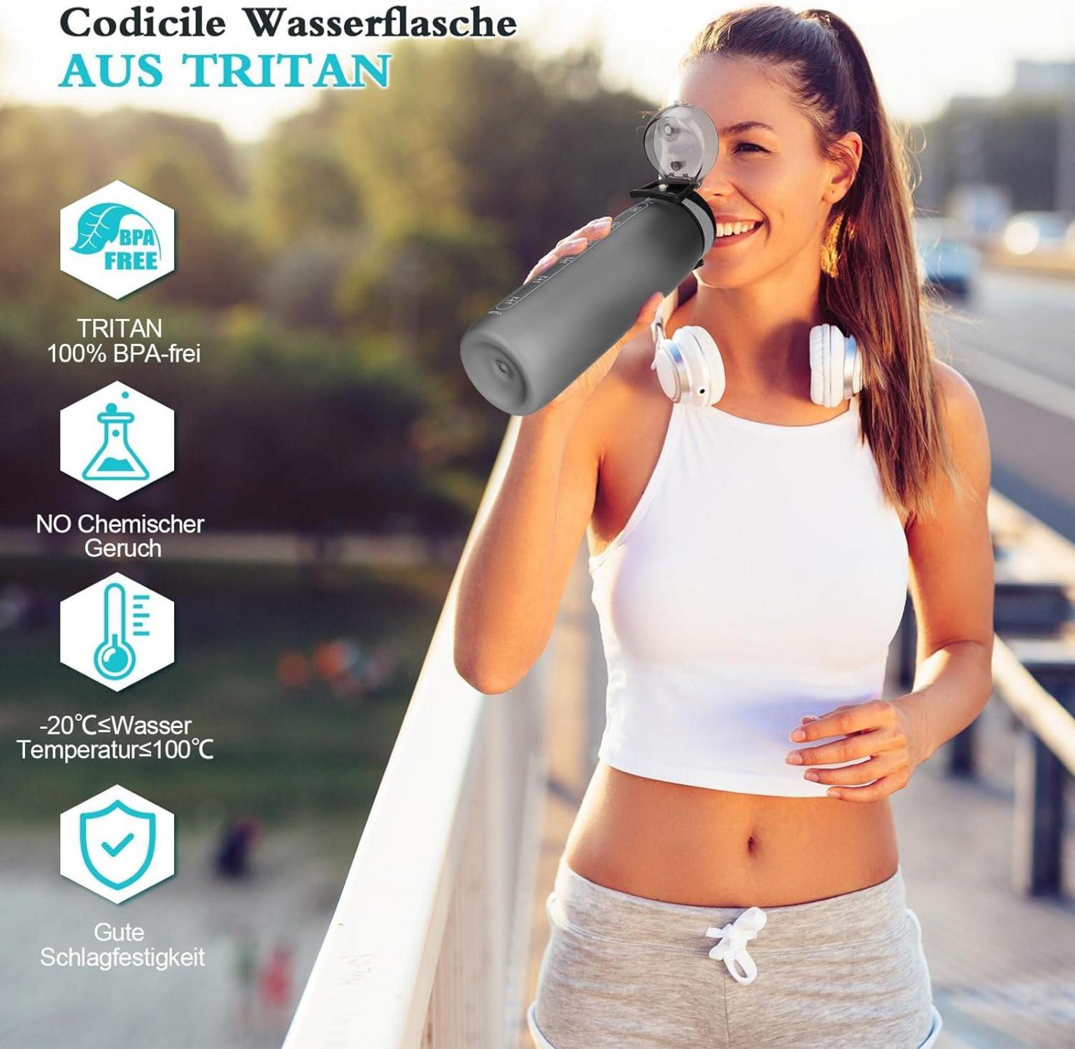 Trinkflasche 1L BPA-Frei Auslaufsicher Tritan Sportflasche