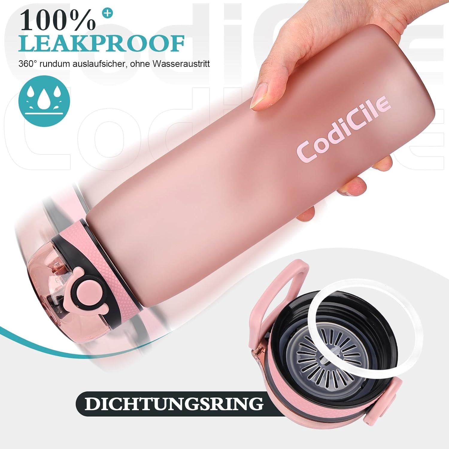 Trinkflasche 1L BPA-frei für Fitness, Laufen, Schule - Roségold