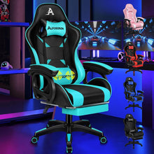 Gamingstuhl mit 2-Punkt-Massage und Fußstütze, Cyan