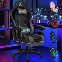 Gamingstuhl mit Massage, Fußstütze, Kopfstütze, Lendenkissen