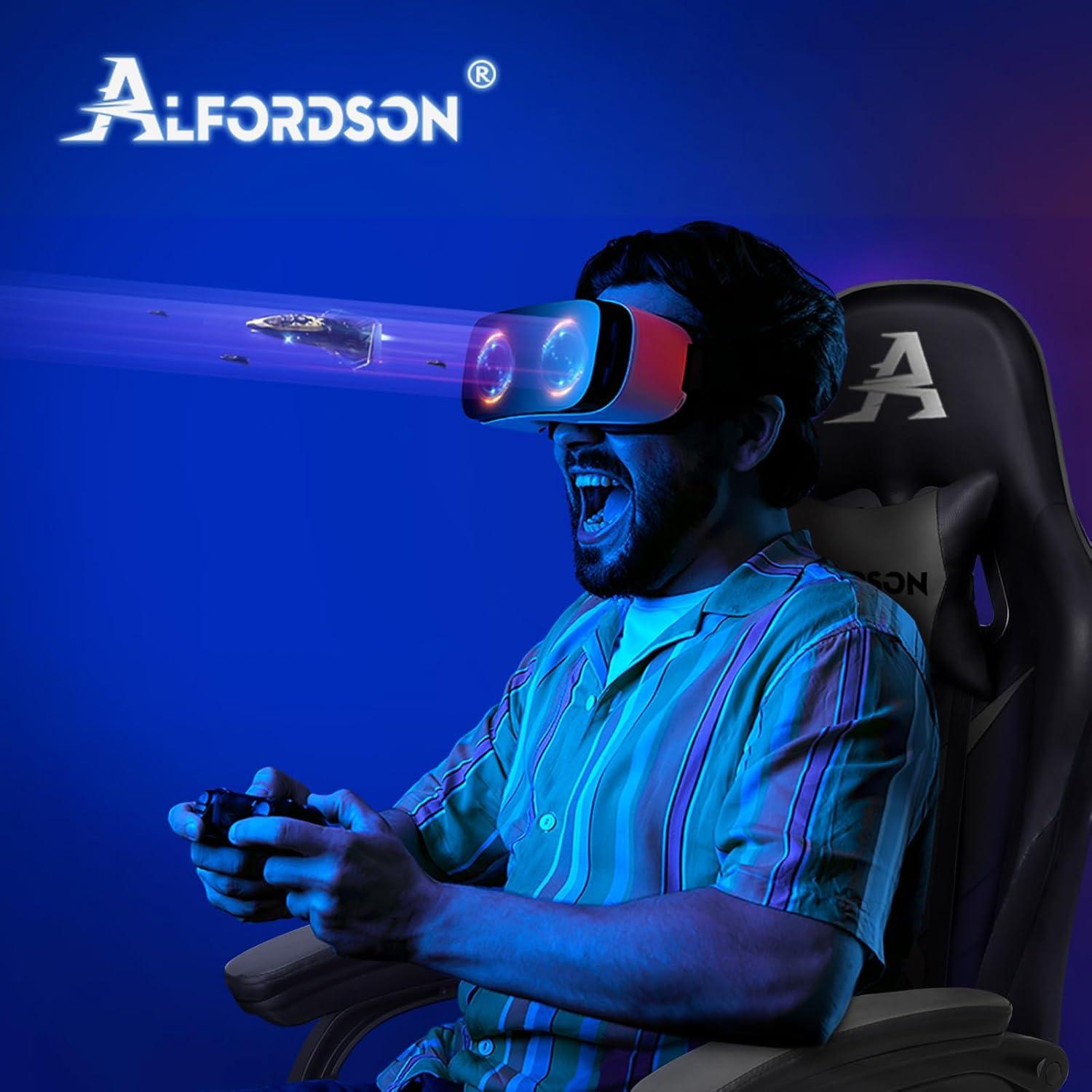 Hochwertiger Gamingstuhl mit Massage und Fußstütze, Grau