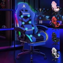 Gaming Stuhl mit Massage RGB LED-Licht Bürostuhl Ergonomisch Blau