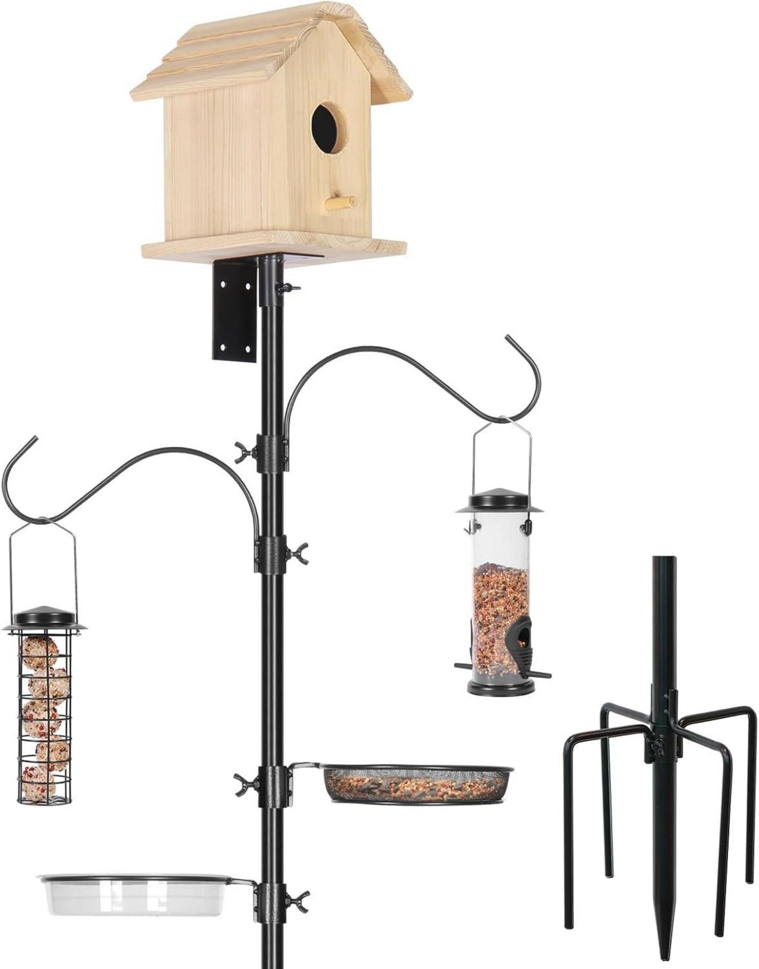 Metall Vogelhaus Stangenhalterungsset verstellbar Schwarz
