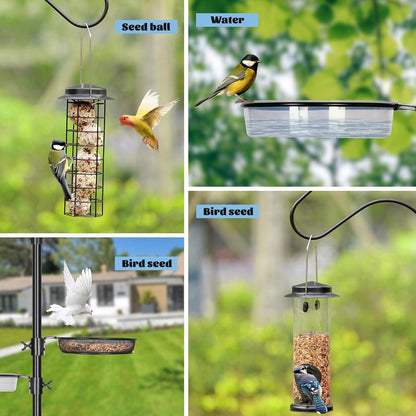 Vogelhaus-Stangenhalterungsset 196 cm verstellbar schäferhaken vogelfutterstation Stützstange Schwarz