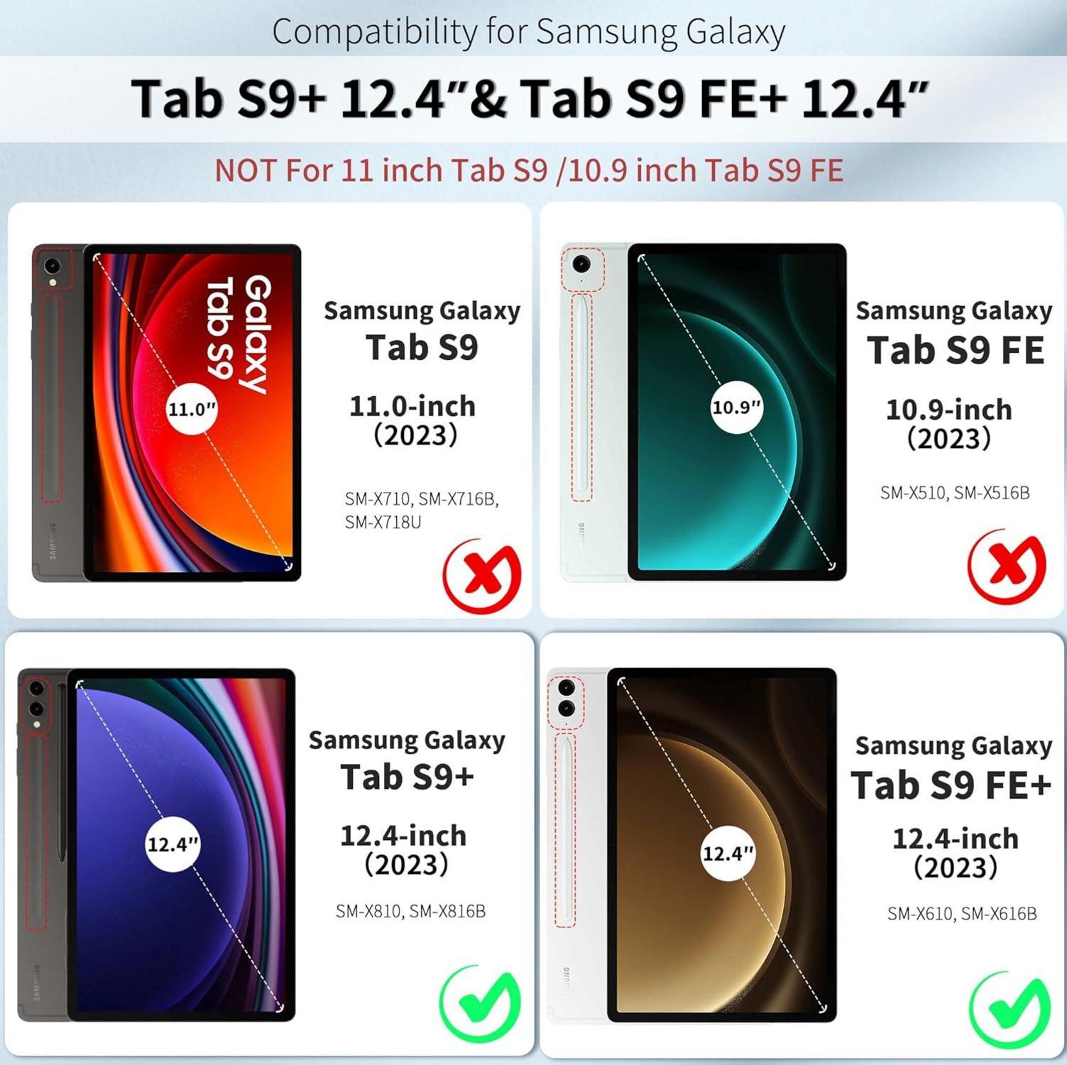 Samsung Galaxy Tab S9 FE+ Plus/S9 Plus 12,4 Zoll Hülle